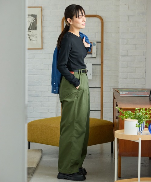 ハイウエストワイドイージータックカーブパンツ〈マシンウォッシャブル