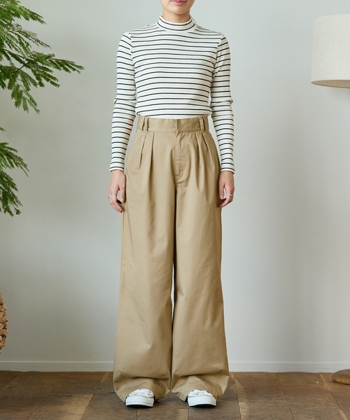 THE CRAFT CREW PRODUCTS(ザクラフトクループロダクツ)の「ハイウエストワイドイージータックカーブパンツ〈マシンウォッシャブル〉【THE CRAFT CREW PRODUCTS】(チノパンツ・レディース・ブラック/カーキ/チャコールグレー/ベージュ/ネイビー・S/M/L)」の15枚目の写真