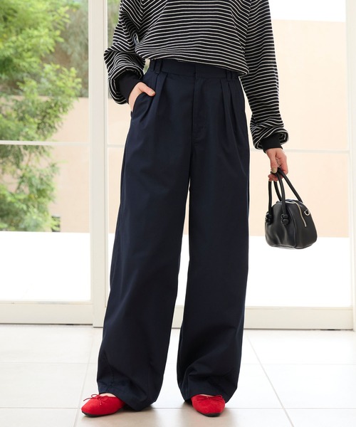 ハイウエストワイドイージータックカーブパンツ〈マシンウォッシャブル