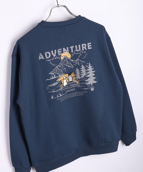 GERRY（ジェリー）の「GERRY 裏起毛 グラフィック バックプリント ワンポイント刺繍 スウェット ウルフ アウトドアモチーフ（スウェット・メンズ・ブラック/アッシュグレー/ブラック系その他/ネイビー・L/M/LL）」の4枚目の写真