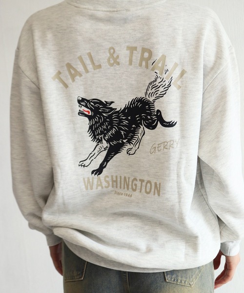 GERRY（ジェリー）の「GERRY 裏起毛 グラフィック バックプリント ワンポイント刺繍 スウェット ウルフ アウトドアモチーフ（スウェット・メンズ・ブラック/アッシュグレー/ブラック系その他/ネイビー・L/M/LL）」の18枚目の写真