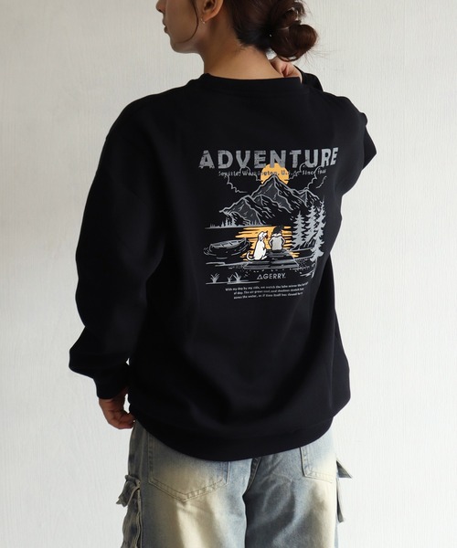 GERRY（ジェリー）の「GERRY 裏起毛 グラフィック バックプリント ワンポイント刺繍 スウェット ウルフ アウトドアモチーフ（スウェット・メンズ・ブラック/アッシュグレー/ブラック系その他/ネイビー・L/M/LL）」の6枚目の写真