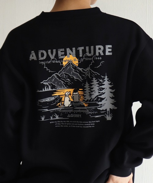 GERRY（ジェリー）の「GERRY 裏起毛 グラフィック バックプリント ワンポイント刺繍 スウェット ウルフ アウトドアモチーフ（スウェット・メンズ・ブラック/アッシュグレー/ブラック系その他/ネイビー・L/M/LL）」の10枚目の写真