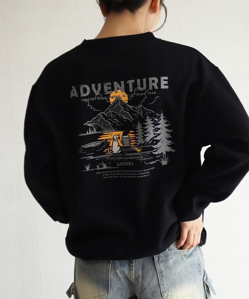 GERRY（ジェリー）の「GERRY 裏起毛 グラフィック バックプリント ワンポイント刺繍 スウェット ウルフ アウトドアモチーフ（スウェット・メンズ・ブラック/アッシュグレー/ブラック系その他/ネイビー・L/M/LL）」の8枚目の写真