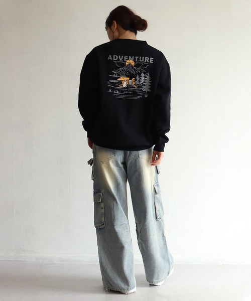 GERRY（ジェリー）の「GERRY 裏起毛 グラフィック バックプリント ワンポイント刺繍 スウェット ウルフ アウトドアモチーフ（スウェット・メンズ・ブラック/アッシュグレー/ブラック系その他/ネイビー・L/M/LL）」の12枚目の写真