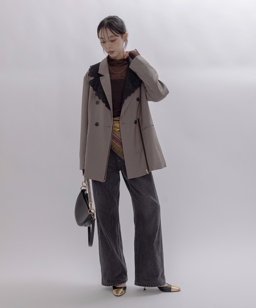 レースカラー ジップ ダブルジャケット Eimee Law│Eimee Law