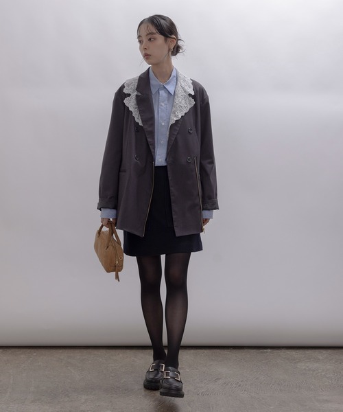 レースカラー ジップ ダブルジャケット（テーラードジャケット