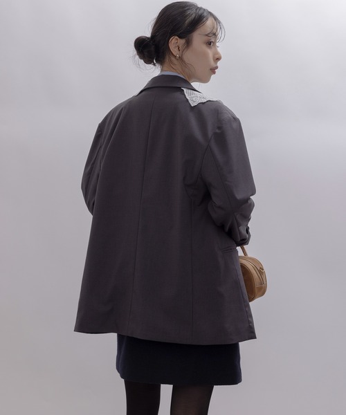 レースカラー ジップ ダブルジャケット（テーラードジャケット