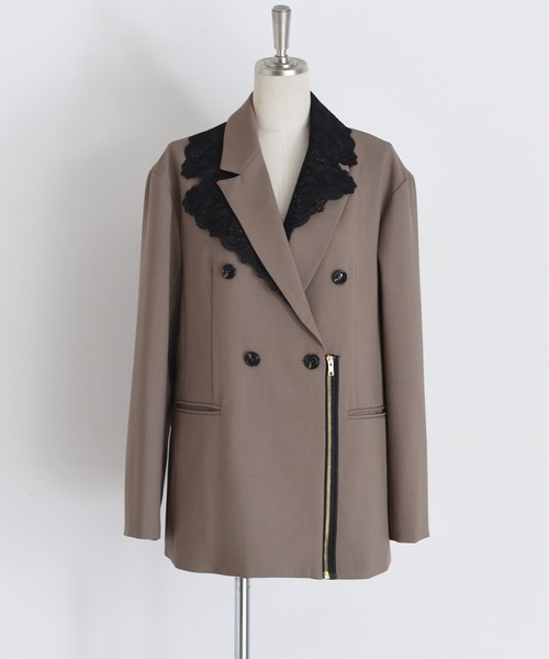 レースカラー ジップ ダブルジャケット Eimee Law│Eimee Law