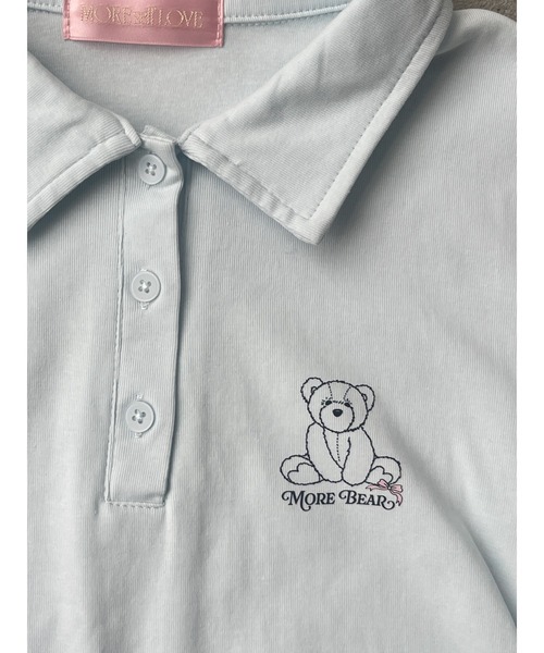 MORE self LOVE(モアセルフラブ)の「【MORE BEAR】レースポロトップス(Tシャツ/カットソー・レディース・グレー/ブルー/ホワイト・FREE)」の5枚目の写真