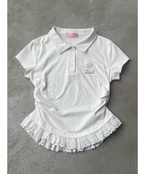 MORE self LOVE(モアセルフラブ)の「【MORE BEAR】レースポロトップス(Tシャツ/カットソー・レディース・グレー/ブルー/ホワイト・FREE)」の7枚目の写真