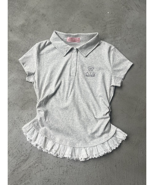 MORE self LOVE(モアセルフラブ)の「【MORE BEAR】レースポロトップス(Tシャツ/カットソー・レディース・グレー/ブルー/ホワイト・FREE)」の9枚目の写真