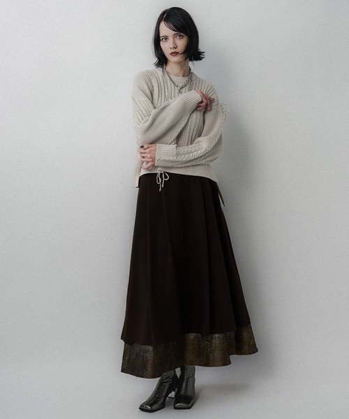 HARE(ハレ)の「パッチワークショートニットプルオーバー(HARE)(ニット/セーター・レディース・オレンジ/ブラック/オフホワイト・FREE)」の9枚目の写真