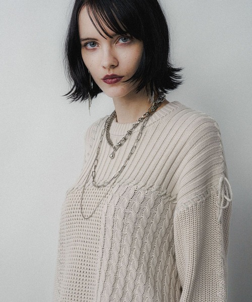 HARE(ハレ)の「パッチワークショートニットプルオーバー(HARE)(ニット/セーター・レディース・オレンジ/ブラック/オフホワイト・FREE)」の17枚目の写真