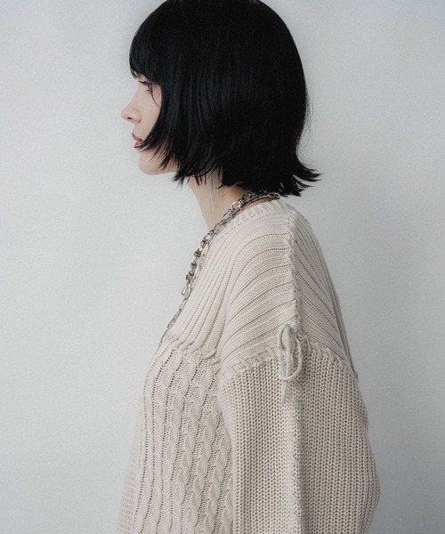 HARE(ハレ)の「パッチワークショートニットプルオーバー(HARE)(ニット/セーター・レディース・オレンジ/ブラック/オフホワイト・FREE)」の18枚目の写真