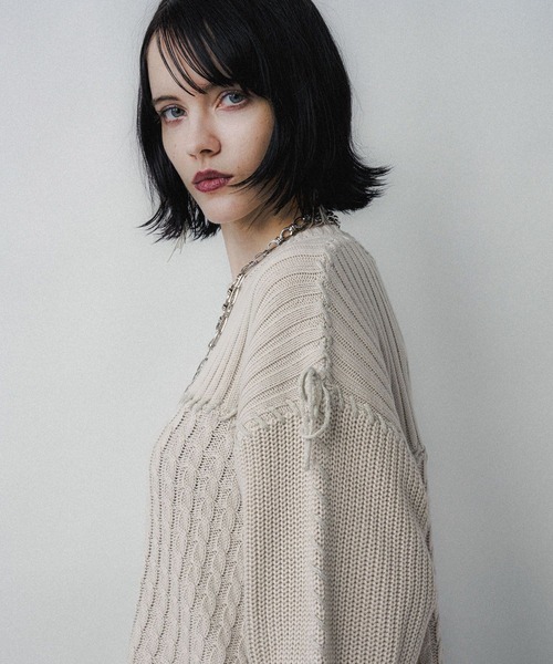 HARE(ハレ)の「パッチワークショートニットプルオーバー(HARE)(ニット/セーター・レディース・オレンジ/ブラック/オフホワイト・FREE)」の19枚目の写真