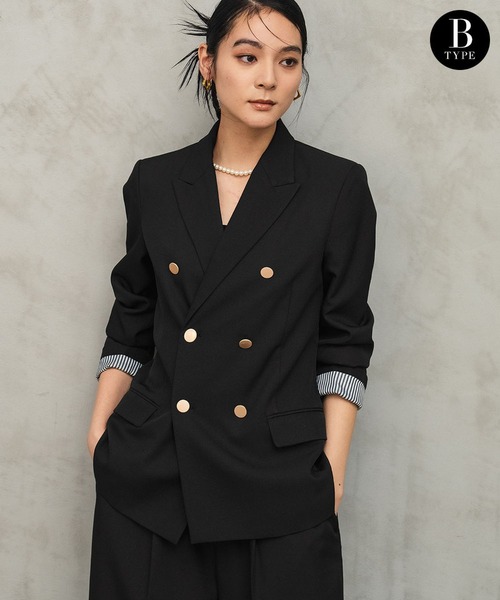 Flolia（フロリア）の「【パンツタイプが選べる】テーラードジャケット テーパードパンツ ワイドパンツ セットアップ スーツ フォーマル セレモニー 卒業式 卒園式 入学式 入園式 ママスーツ ビジネス 七五三 ママ 母親【洗える】《着用動画あり》（スーツセット・レディース・ベージュ/ネイビー/ベージュ系その他/ブラック/ブラック系その他/ネイビー系・S/M/L/2L）」の13枚目の写真