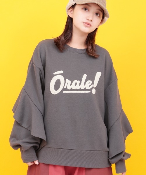 チチカカ（チチカカ）の「Orale! ラッフルスリーブロゴ刺繍プルオーバー（スウェット・レディース・チャコールグレー/ライトグレー/ネイビー・FREE）」の2枚目の写真