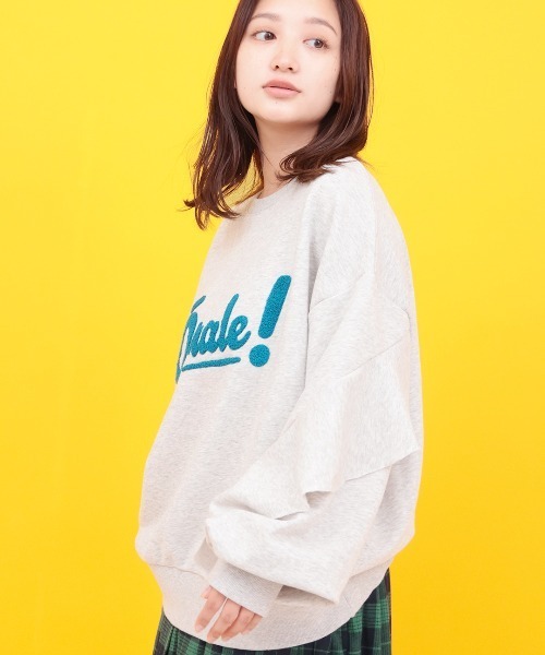チチカカ（チチカカ）の「Orale! ラッフルスリーブロゴ刺繍プルオーバー（スウェット・レディース・チャコールグレー/ライトグレー/ネイビー・FREE）」の6枚目の写真