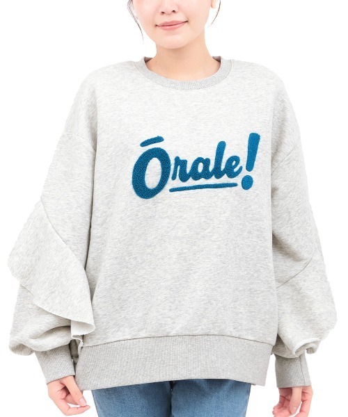 チチカカ（チチカカ）の「Orale! ラッフルスリーブロゴ刺繍プルオーバー（スウェット・レディース・チャコールグレー/ライトグレー/ネイビー・FREE）」の9枚目の写真