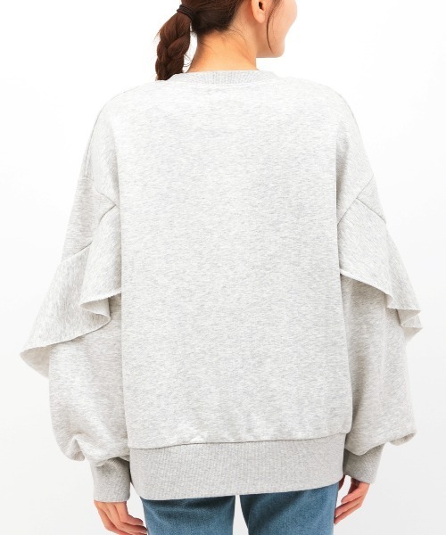 チチカカ（チチカカ）の「Orale! ラッフルスリーブロゴ刺繍プルオーバー（スウェット・レディース・チャコールグレー/ライトグレー/ネイビー・FREE）」の12枚目の写真