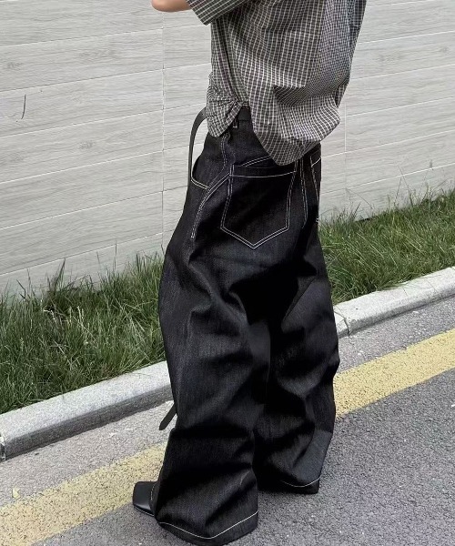 FreeZone（フリーゾーン）の「メタルバックルデザイン デニムワイドパンツ（デニムパンツ・メンズ・ダークブルー・L/M/S）」の14枚目の写真