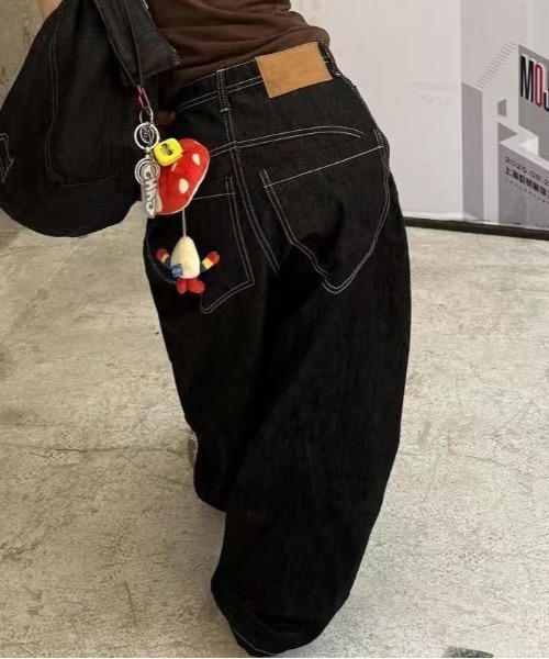 FreeZone（フリーゾーン）の「メタルバックルデザイン デニムワイドパンツ（デニムパンツ・メンズ・ダークブルー・L/M/S）」の8枚目の写真