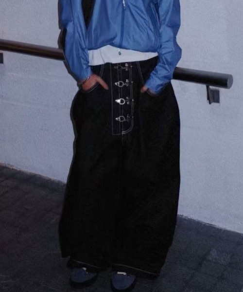 FreeZone（フリーゾーン）の「メタルバックルデザイン デニムワイドパンツ（デニムパンツ・メンズ・ダークブルー・L/M/S）」の19枚目の写真