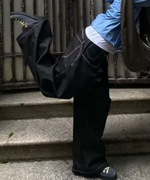 FreeZone（フリーゾーン）の「メタルバックルデザイン デニムワイドパンツ（デニムパンツ・メンズ・ダークブルー・L/M/S）」の20枚目の写真