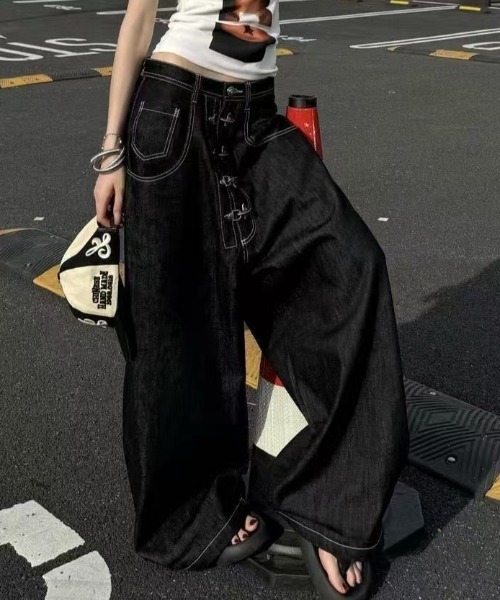 FreeZone（フリーゾーン）の「メタルバックルデザイン デニムワイドパンツ（デニムパンツ・メンズ・ダークブルー・L/M/S）」の12枚目の写真