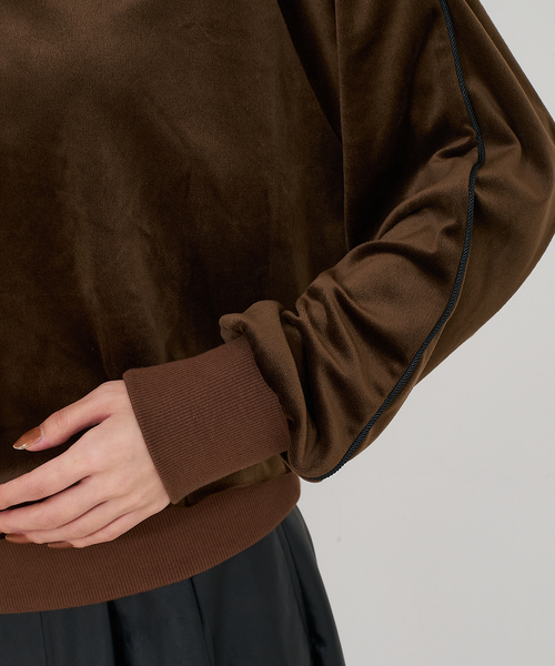 NOMINE（ノミネ）の「【セットアップ】ベロアハーフジップ フーディー パーカー（パーカー・レディース・ブラック/ブラウン/グレー・フリー）」の10枚目の写真