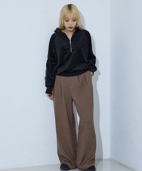 NOMINE（ノミネ）の「【セットアップ】ベロアハーフジップ フーディー パーカー（パーカー・レディース・ブラック/ブラウン/グレー・フリー）」の20枚目の写真