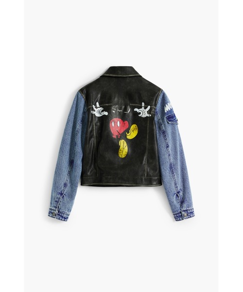 Desigual（デシグアル）の「ミッキーマウス バイカラー ワックス加工トラッカーデニムジャケットディズニー（デニムジャケット・レディース・ブルー・S/M/L/XS/XL）」の2枚目の写真