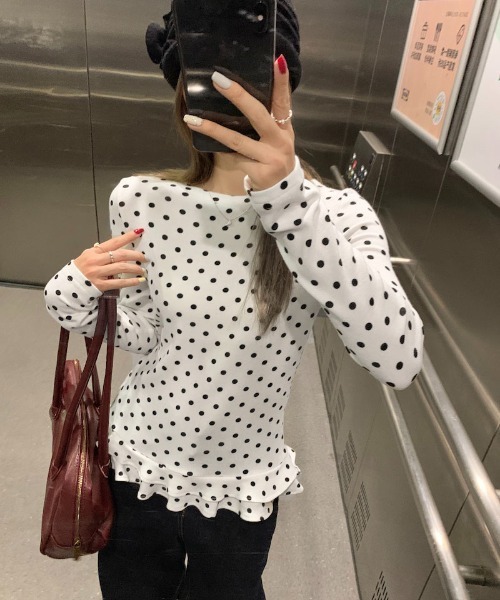 gossip！ロサンゼルス（ゴシップロサンゼルス）の「ドット柄にきゅん♪フリルカットソー（長袖  Y2K（Tシャツ/カットソー・レディース・ドット・FREE）」の8枚目の写真