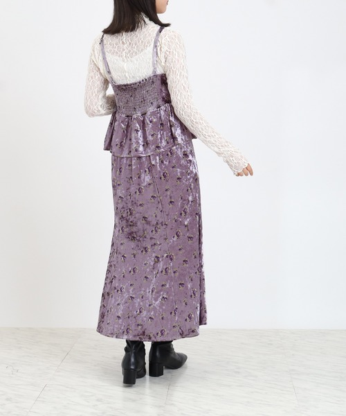 フラワー刺繍ベロアキャミワンピース（ワンピース）｜ASTORIA ODIER