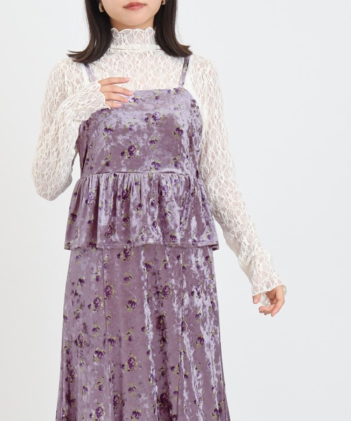 フラワー刺繍ベロアキャミワンピース（ワンピース）｜ASTORIA ODIER