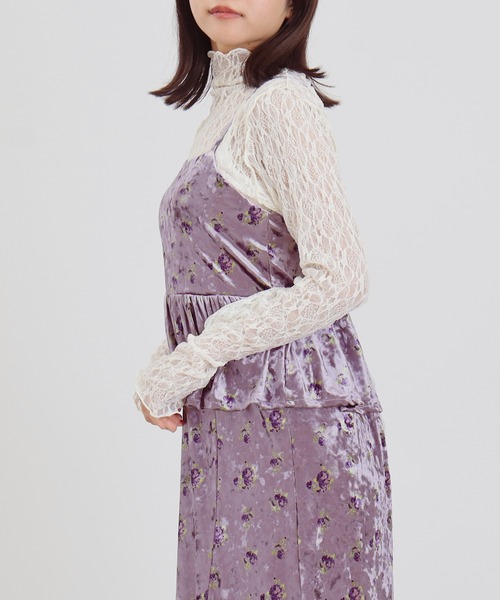 フラワー刺繍ベロアキャミワンピース（ワンピース）｜ASTORIA ODIER