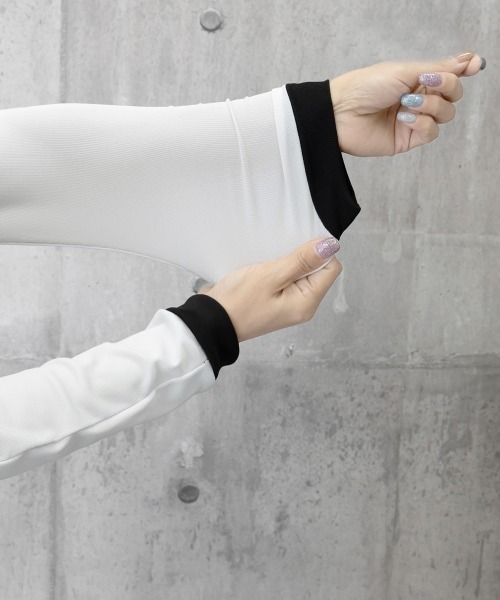 Miniministore(ミニミニストア)の「ロゴジップアップ クロップドトップス長袖(Tシャツ/カットソー・レディース・ブラック×グレー/ホワイト×ブラック・FREE)」の19枚目の写真