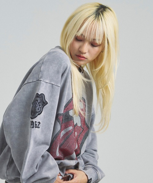 JACKROSE（ジャックローズ）の「B-TRS-Lips&Tongue ラインストーン-クルースウェット（スウェット・メンズ・ブラック/グレー/ブラウン・S/M/L）」の3枚目の写真