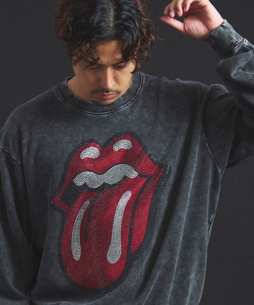 JACKROSE（ジャックローズ）の「B-TRS-Lips&Tongue ラインストーン-クルースウェット（スウェット・メンズ・ブラック/グレー/ブラウン・S/M/L）」の2枚目の写真