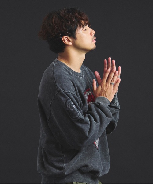 JACKROSE（ジャックローズ）の「B-TRS-Lips&Tongue ラインストーン-クルースウェット（スウェット・メンズ・ブラック/グレー/ブラウン・S/M/L）」の22枚目の写真