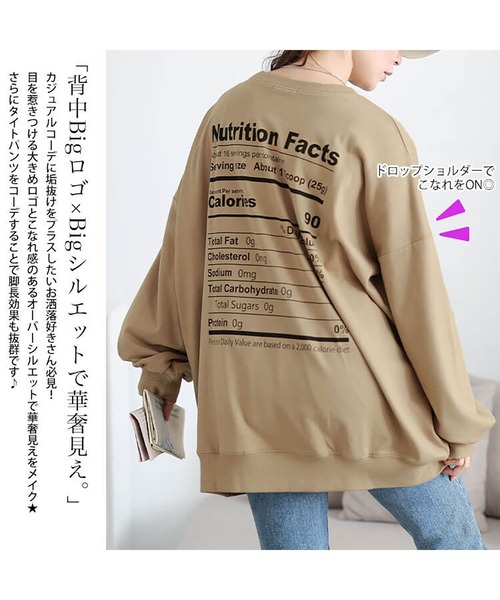 GOLDJAPAN(ゴールドジャパン)の「バックロゴプリントビッグトレーナー【大きいサイズ対応】(スウェット・レディース・ブラック/ベージュ系・LL/3L/4L/5L)」の5枚目の写真