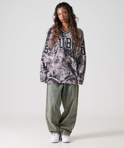 FUBU（ フブ）の「FUBU フブ ブランド ロゴ ナンバー ワッペン Vネック 長袖 ホッケーシャツ ゲームシャツ（Tシャツ/カットソー・メンズ・ブラウン/グレー・M/XL/L/XXL）」の16枚目の写真