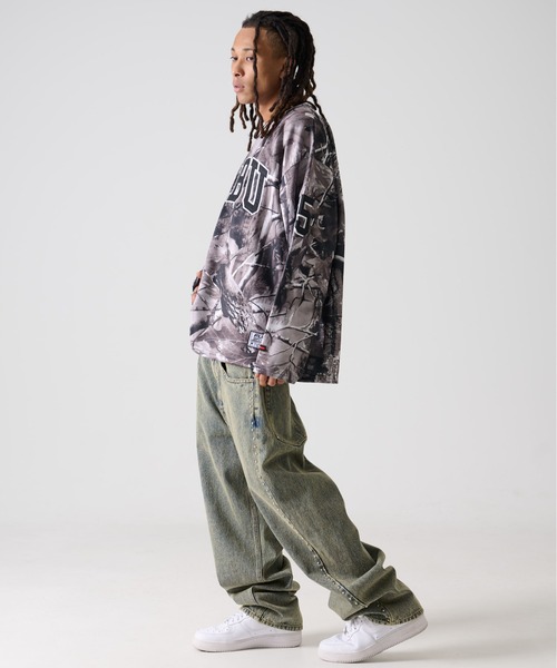 FUBU（ フブ）の「FUBU フブ ブランド ロゴ ナンバー ワッペン Vネック 長袖 ホッケーシャツ ゲームシャツ（Tシャツ/カットソー・メンズ・ブラウン/グレー・M/XL/L/XXL）」の9枚目の写真