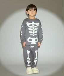 b・ROOM（ビールーム）の「【ハロウィン】【カイテキ天竺】ほねほねセットアップ【子供服】【キッズ】【男の子】【女の子】（セットアップ）」