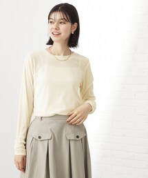 THE SHOP TK  | 【程よいシアー感】ベロア袖クシュプルオーバー(Tシャツ/カットソー)
