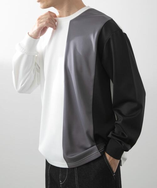 ITEMS URBANRESEARCH（アイテムズ アーバンリサーチ）の「ポンチ切替 ロングスリーブ Tops（Tシャツ/カットソー・メンズ・グレー/ネイビー/ベージュ・LARGE/MEDIUM）」の2枚目の写真