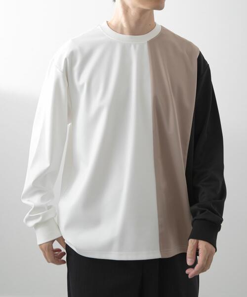 ITEMS URBANRESEARCH（アイテムズ アーバンリサーチ）の「ポンチ切替 ロングスリーブ Tops（Tシャツ/カットソー・メンズ・グレー/ネイビー/ベージュ・LARGE/MEDIUM）」の4枚目の写真
