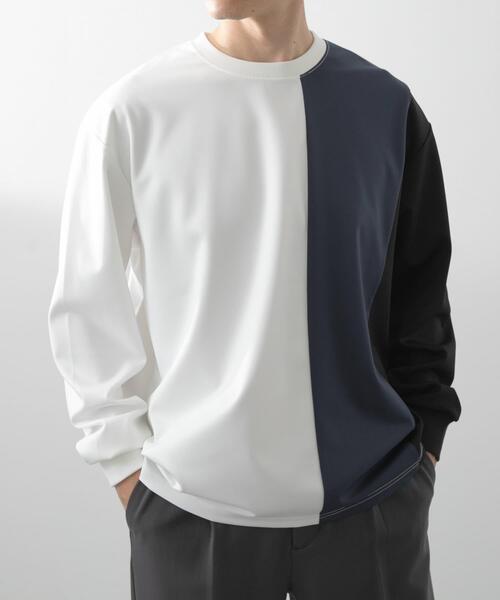 ITEMS URBANRESEARCH（アイテムズ アーバンリサーチ）の「ポンチ切替 ロングスリーブ Tops（Tシャツ/カットソー・メンズ・グレー/ネイビー/ベージュ・LARGE/MEDIUM）」の10枚目の写真