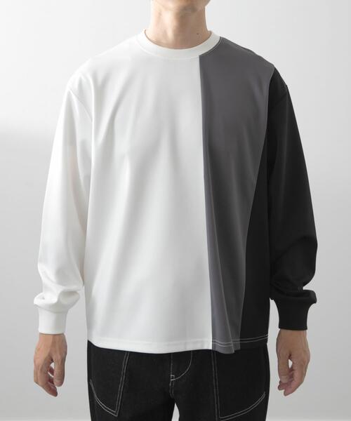 ITEMS URBANRESEARCH（アイテムズ アーバンリサーチ）の「ポンチ切替 ロングスリーブ Tops（Tシャツ/カットソー・メンズ・グレー/ネイビー/ベージュ・LARGE/MEDIUM）」の17枚目の写真